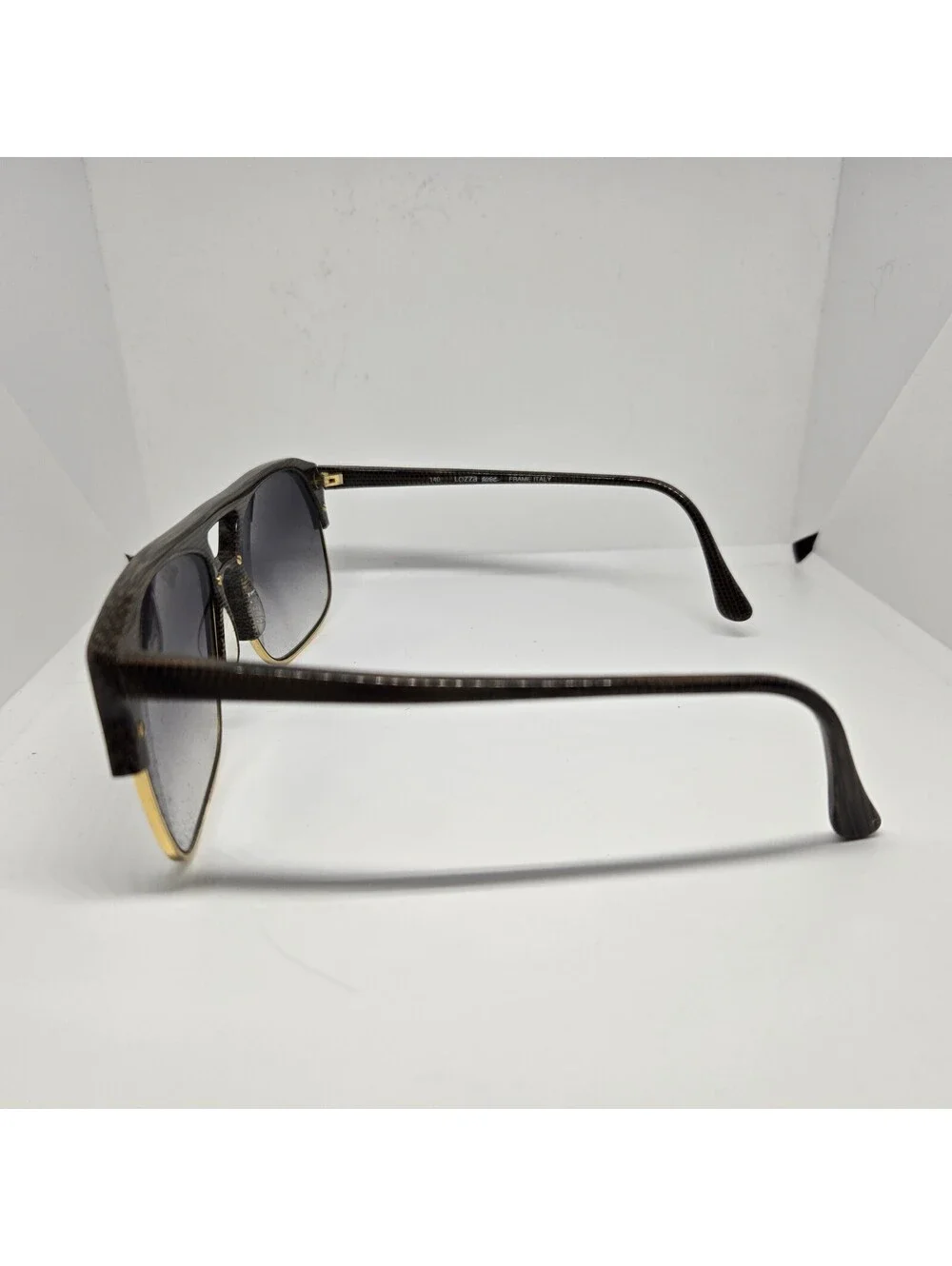 Lozza USA Mod. 3016 Col.018 Vintage Shield Sunglasses 59-19 Italy Gold Gray